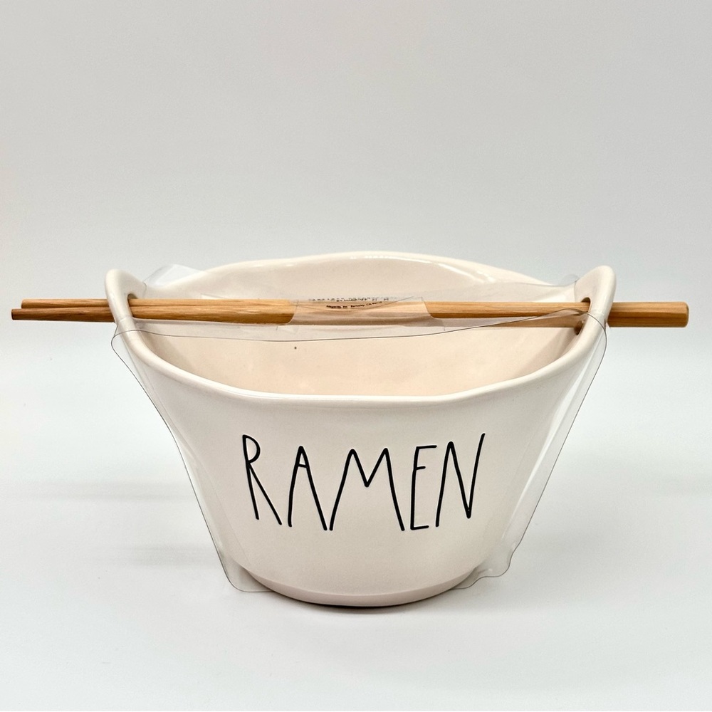 Rae Dunn RAMEN Japanese Style Soup Bowls with Chopsticks